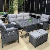 Rosa Rattan 3 lü Oturma Grubu 8 Parça Gri